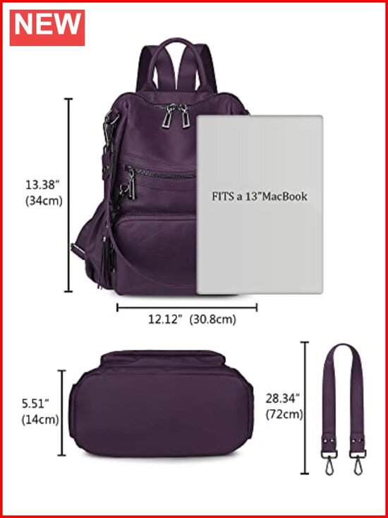 Vegan Leather Tassel Travel Backpack Purse Convertible Shoulder Bag Women main image 6
